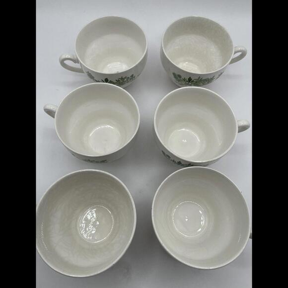 Enoch Wedgwood Tunstall Ltd Kent Green White Tea- Cup Set of 6 & 3 Salad Plates - Picture 8 of 9